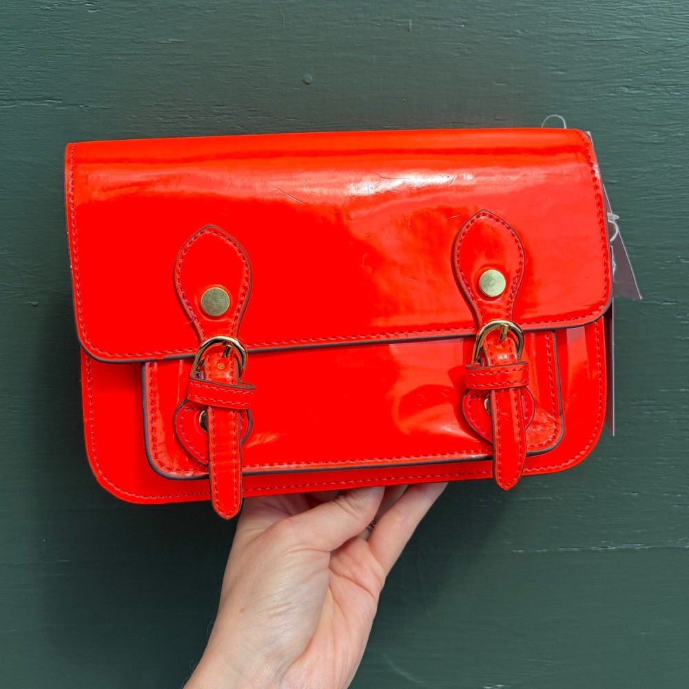 Steve Madden Pandori Neon Orange Patent Crossbody Bag NWT Y2K Bright Rave Vtg